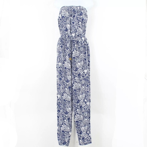 Target x Lilly Pulitzer Navy Blue strapless jumpsuit - Picture 1 of 4